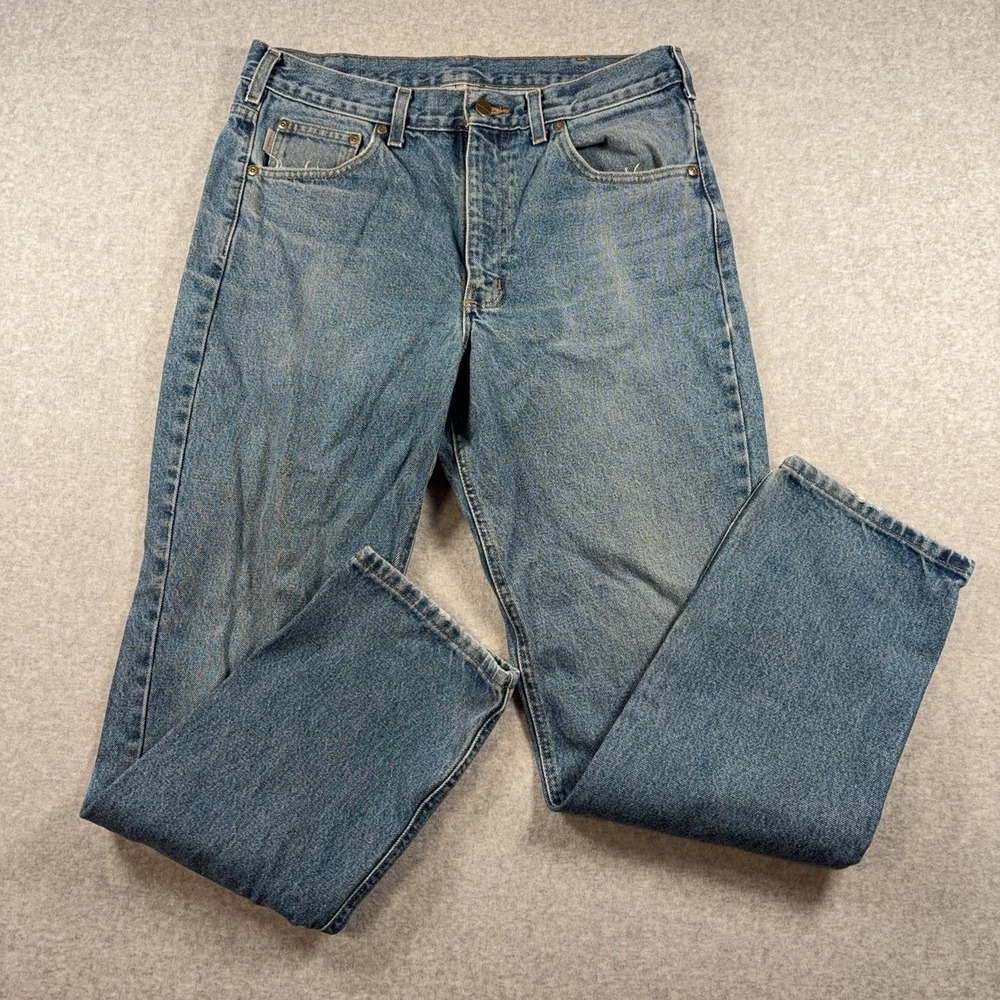 Carhartt Jeans Mens 34x32 Blue Relaxed Straight Leg Denim Medium Wash Pants